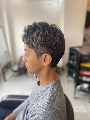 MEN'S HAIRダークアッシュベリーショート