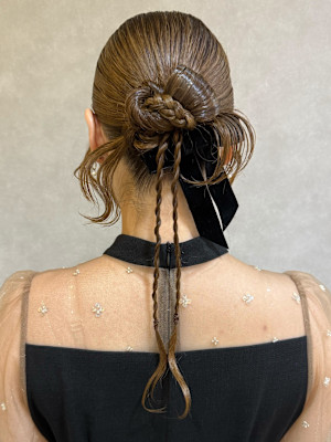 ヘアセット ヘアアレンジ お呼ばれヘア カチモリ 結婚式