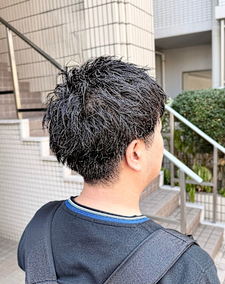 メンズヘア　アップバング　無造作スタイル　福岡別府美容室
