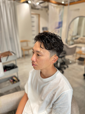 大人オールバックパーマ