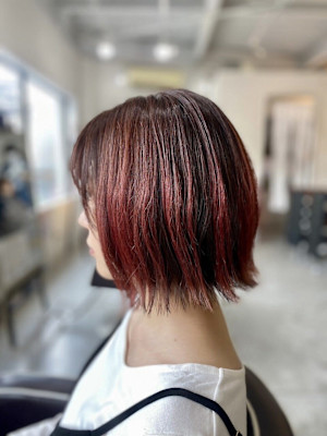 大人可愛い◎イメチェン似合わせカットフルバングレッドブラウン