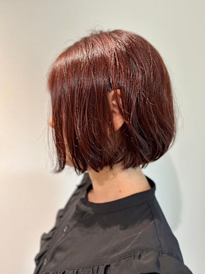 大人可愛い◎イメチェン似合わせカットフルバングレッドブラウン