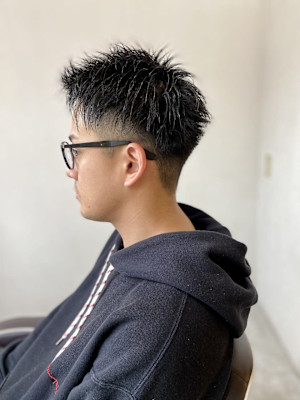 MEN’S HAIRアッシュブラックマッシュパーマショート