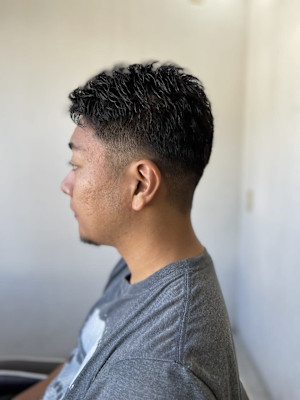 MEN’SHAIRベリーショートマッシュパーマアッシュブラッ