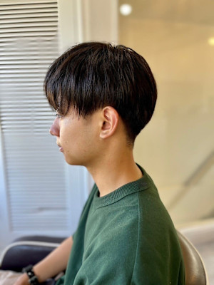 MEN’S HAIR マッシュパーマ　アッシュブラック