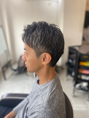 MEN'SHAIR束感ショートハイライトかきあげマッシュパー