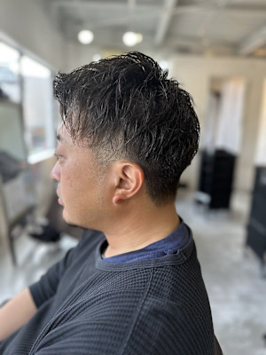 MEN'SHAIR マッシュパーマ アッシュブラック