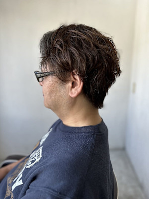 MEN'SHAIR マッシュパーマ ウルフアッシュブラック