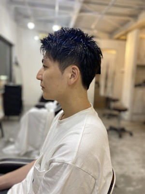 MEN'S HAIRアッシュブラックベリーショートパーマ