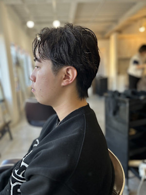 MEN'S HAIRマッシュパーマアッシュブラックウルフ