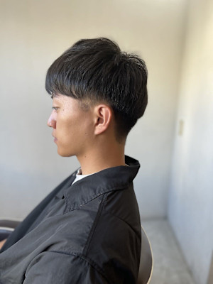 MEN’SHAIR刈り上げショートマッシュパーマアッシュブラ