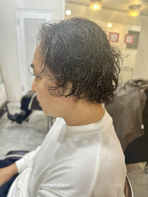 MEN'SHAIR ウルフ マッシュパーマ アッシュブラック