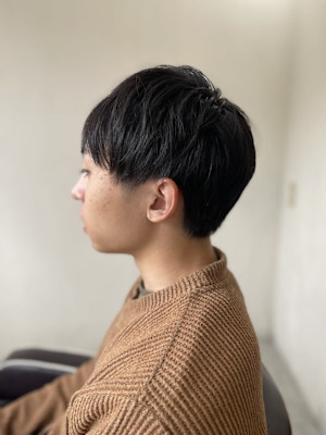 MEN’SHAIR刈り上げマッシュパーマアッシュブラック