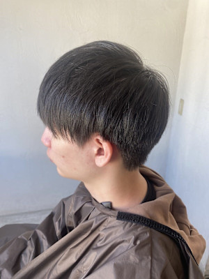 MEN’S HAIR マッシュパーマのアッシュブラック