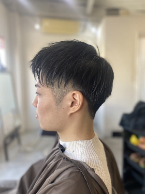 MEN’S HAIR マッシュパーマのアッシュブラック