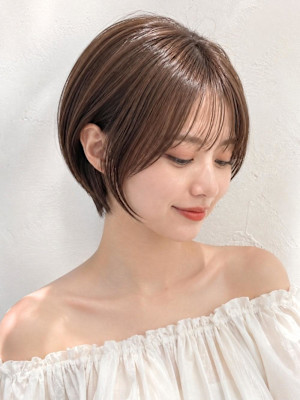 小顔魅せショートボブ×シースルーバング