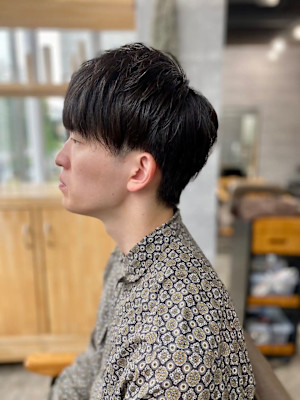 MEN'S HAIRマッシュパーマアッシュブラックベリーショ