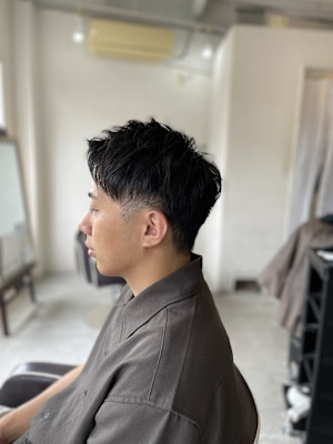 MEN’SHAIRアッシュブラック刈り上げマッシュ