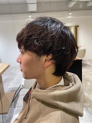 MEN'S HAIRアッシュブラックマッシュパーマ