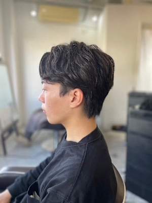 MEN’SHAIRアッシュブラックマッシュパーマ