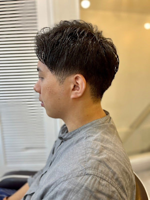 MEN'S HAIRアッシュブラックマッシュパーマ