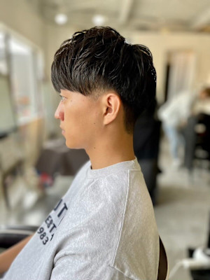 MEN'S HAIRダークアッシュベリーショートカルマパーマ