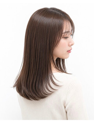 ナチュラル艶髪ストレート｜縮毛矯正×ミディアム
