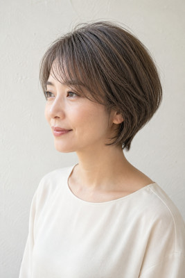 大人女性の上品ひし形ショートボブ
