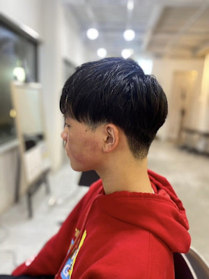 MEN’S HARE アッシュブラックツーブロックマッシュ