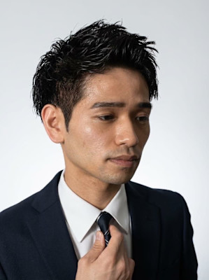 大宮メンズビジネスアップバングショート黒髪社会人ヘア