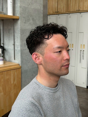 フェードカットアップバングニュアンスパーマ/高田馬場/新宿