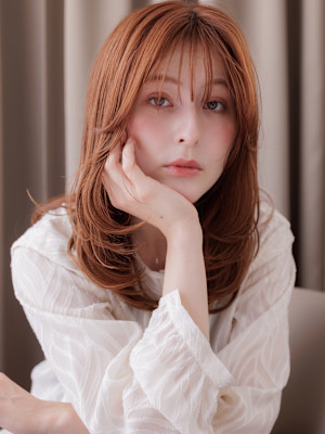 シースルーバングゆるふわレイヤーバタフライカット20代30代