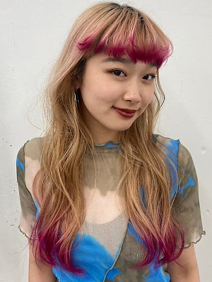 名古屋栄美容室　デザインカラー×裾カラー×ワインレッド