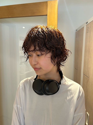 大人可愛い20代30代40代◎卵型デジタルパーマチェリーブラ