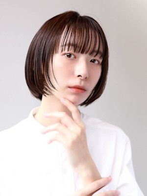 大人可愛い20代30代40代◎黒髪ボブレイヤーシースルー