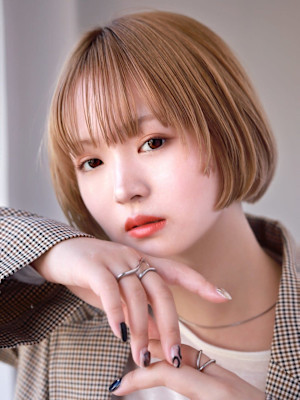 大人可愛い20代30代40代◎ボブレイヤーアプリコットオレン