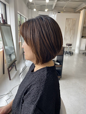 20代30代40代◎小顔に見えせる似合わせカットオリーブグレ