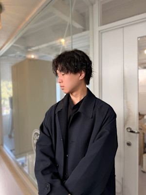 メンズマッシュ緩めツイストスパイラル波巻きパーマ