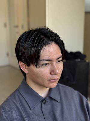 マッシュセンターパートセンター分けニュアンスパーマ
