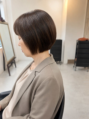 ショートカットショートボブミルクティーグレージュ/東伏見
