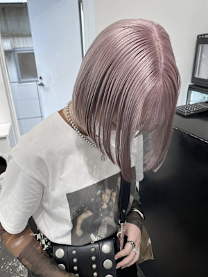 ハッシュカットグレージュデザインカラーツートンカラー