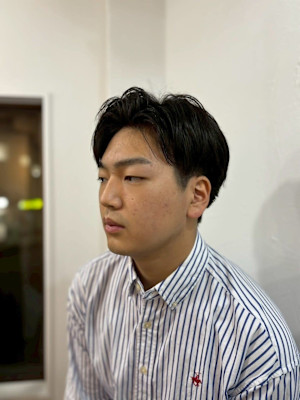 20代30代40代フェザーパーマブルーブラックサーフカール