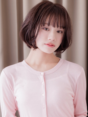 黒髪ダークアッシュ大人ショートヘア立体感丸みボブ20代30代