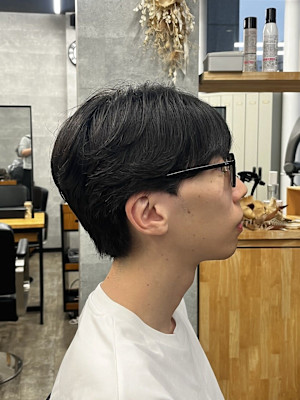 フェザーパーマセンターパートツーブロックニュアンスパーマ