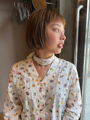 【倉畑 果歩】ブリーチなしベージュ×ボブ