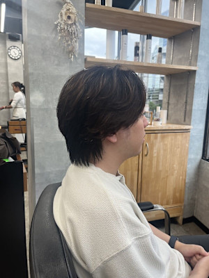 センターパートツーブロックセンター分けニュアンスパーマ