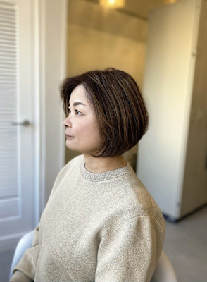 大人女性ひし形ボブハイライト/高田馬場/新宿/代々木/目白