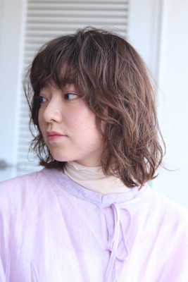 大人可愛い20代30代40代◎ゆるふわ前髪パーマグレーベージ