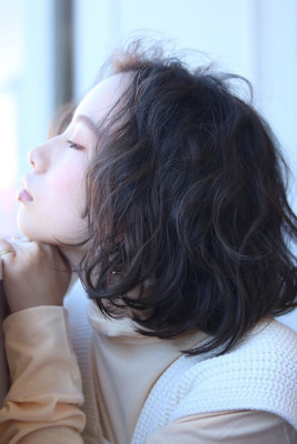 大人可愛い20代30代40代◎ふんわりパーマグレーベージュボ