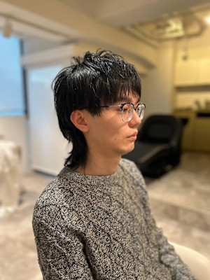 アッシュブラックマッシュパーママッシュウルフウルフパーマ